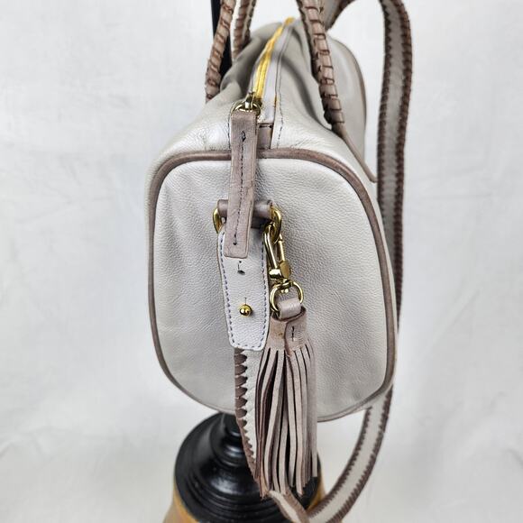 Soul Carrier Whipstitch Southwestern Ranch Leather Satchel Taupe Gray Crossbody - Picture 7 of 11